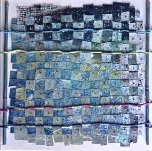 papiers, acryliques et cordes tissés, bambou  30 x30
