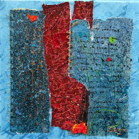 Messages confidentiels (page 5) Papiers, acrylique, laiton sur toile 30 x 30