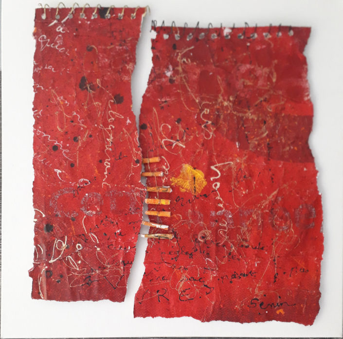 « Messages confidentiels roulés « 50 x 50 sur toile