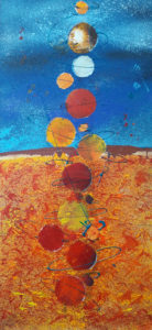 Sur toile 40 x 85 acrylique, collages