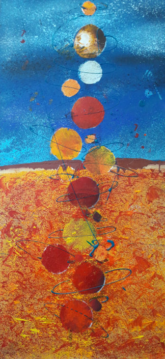 Sur toile 40 x 85 acrylique, collages