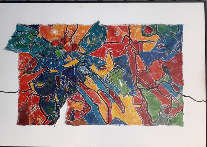 92 x 112 papiers, encre, acrylique sur carton encadré