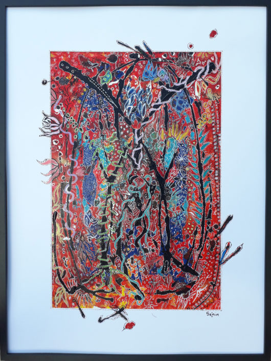 Jardins de Babylone Papiers, encre, acrylique, posca